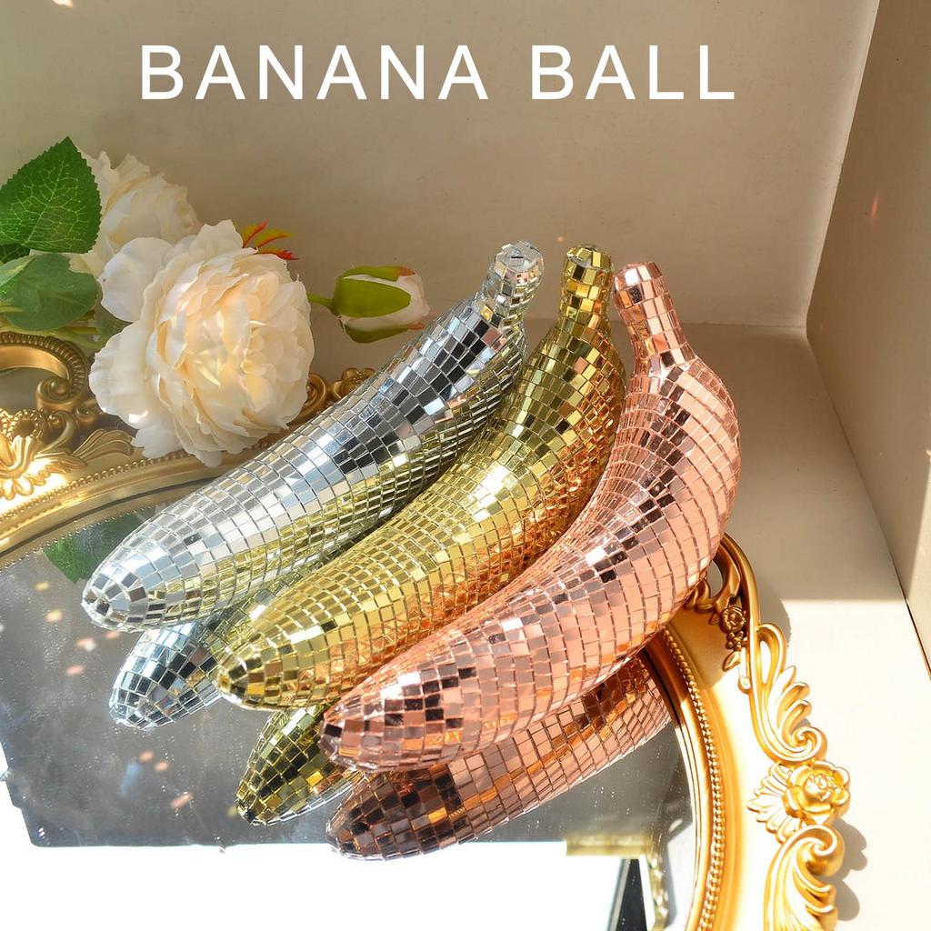 Glänzende Bananenform Figur Fruchtstatue Reflektierendes Disko-Ornament für Tanzpartys und Dekoration besonderer Ereignisse