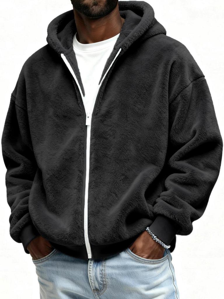 Herren Plüsch Kapuzen Reißverschluss Strickjacke Hoodie Herbst 2025