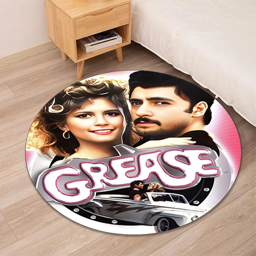 Grease Printed Round Rug Carpet Chair Rug Area Rug Entryway Doormats,for Office Chair Living Room Bedroom Kitchen Room.