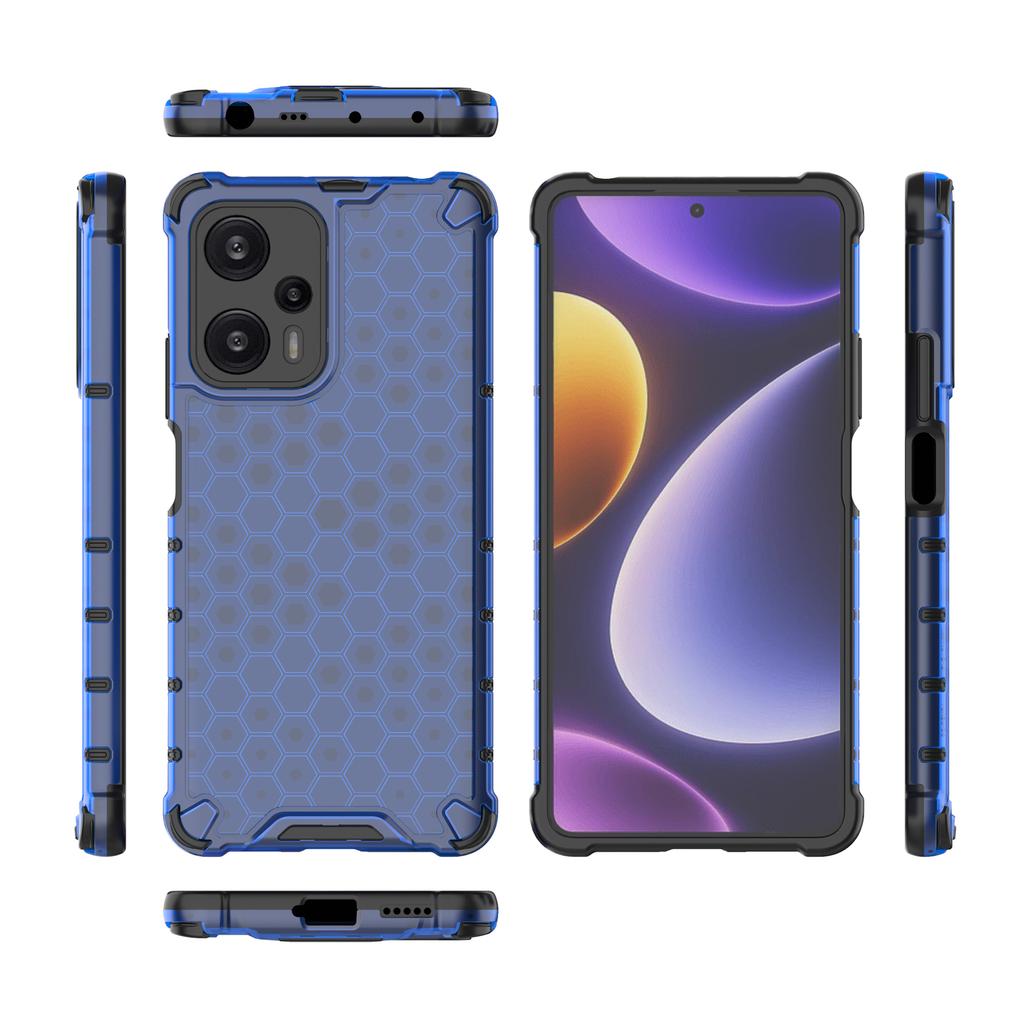 For Xiaomi Redmi Note 12 Turbo/Poco F5 5G Honeycomb Texture Phone Case TPU+PC Anti-drop Smartphone Cover