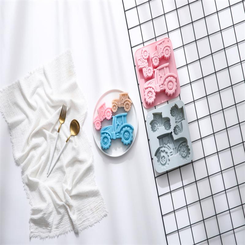 VP 3-Cavity Tractor-Shaped Silicone Mold Of Different Sizes Chocolate Jelly Ice Cube Cake Mold High Temperature Resistant