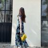 2026 Summer French Resort Style Long Floral Dress with Ruffled Sleeves and High Waist
