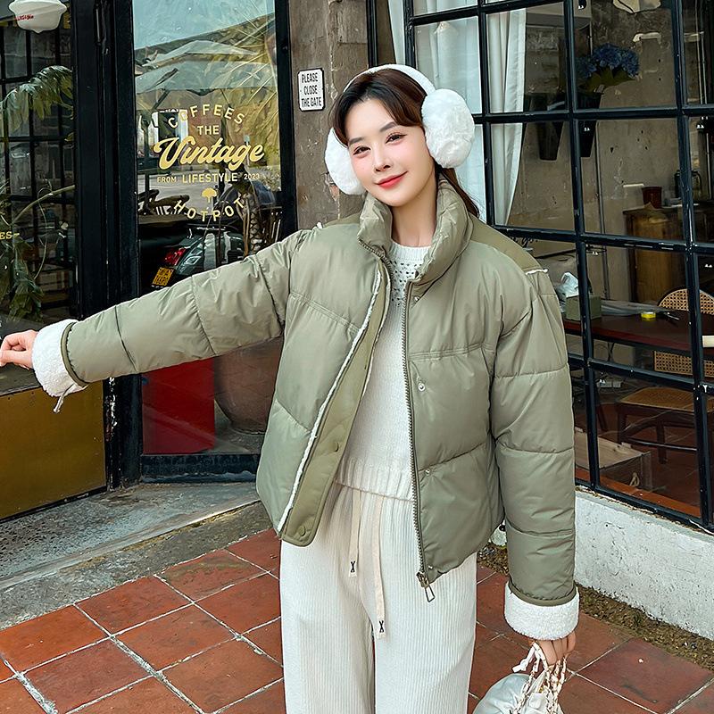 European Cuffs and Leather Lamb Wool Cotton Clothes Women's Winter New Thickened Stand-up Neck Warm Bread Clothes Jacket