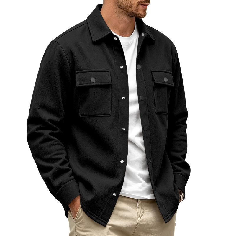 Autumn and Winter Heavyweight European and American Men's Loose and Casual Multi Pocket Plus Velvet Lapel Jacket Jacket Jacket