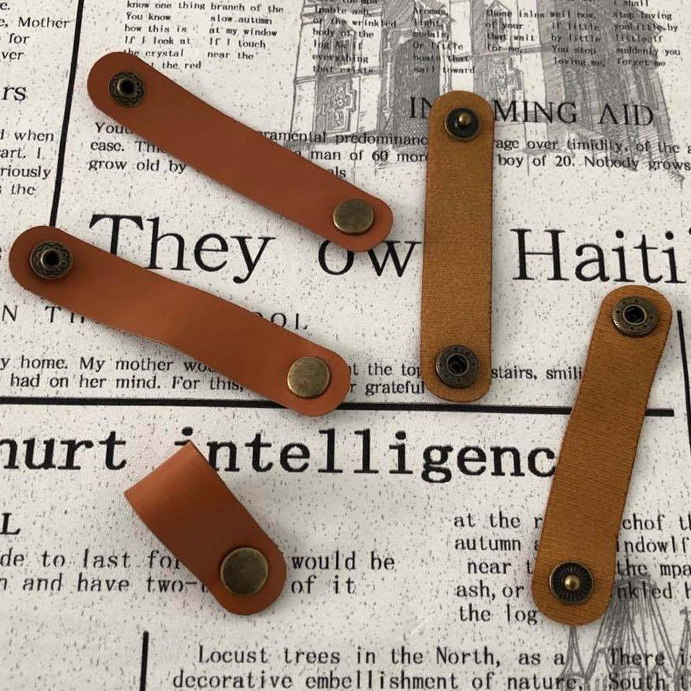 10Pcs/Pack PU Leather Cord Organizer Wrap Cable Straps Cable Management  Charging Cable