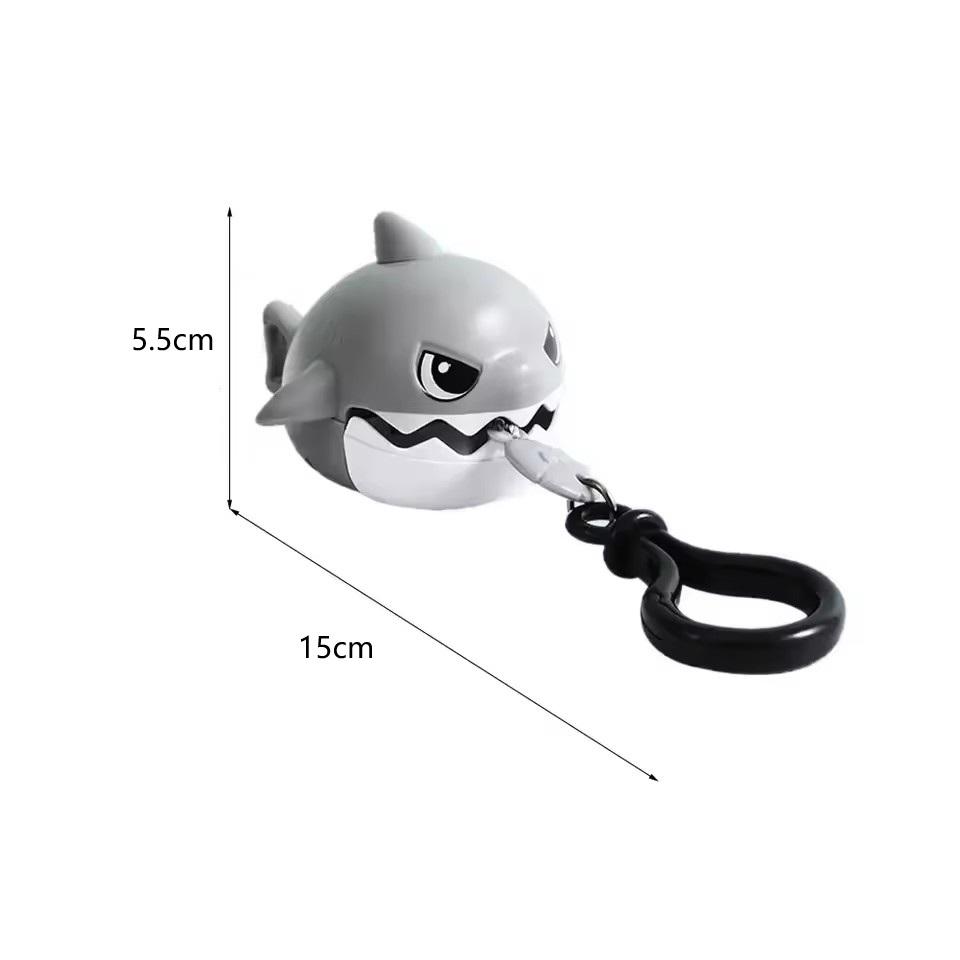 NEW Creative Fun Pull Line Nibbling Shark Keychain For Children Cartoon Eating Small Fish Keyring Car Bag Small Pendant Gift