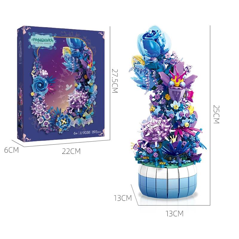 

Creative Potted Flower Building Blocks Colorful Rose Lavender Flower Plant Model Bricks Home Decoration Kids Toys Holiday Gifts