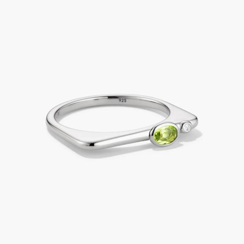 New Minimalist CopperChevron Ring for Women, Birthstone & CZ Accent, Stackable Statement Daily Jewelry Gift 6