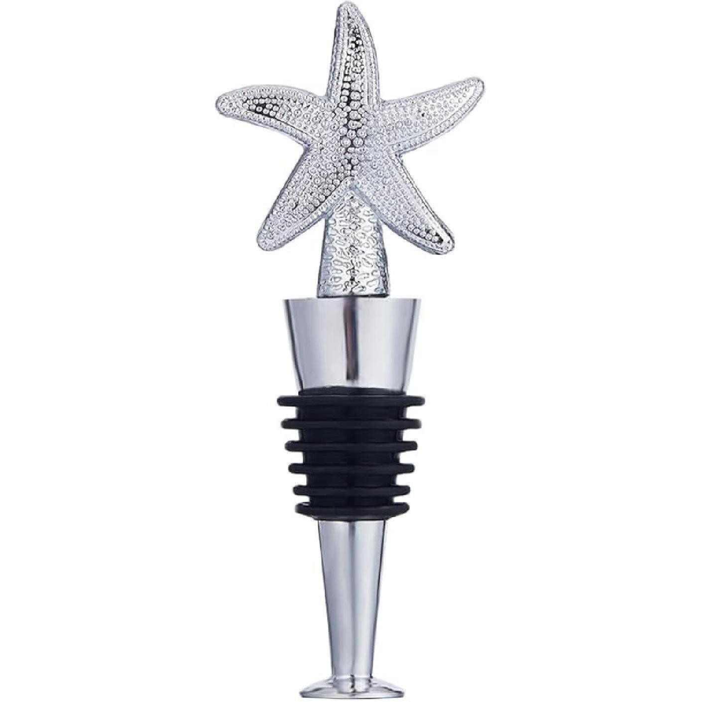 GORGECRAFT Wine Stoppers Reusable Starfish Silicone Wine Bottle Stopper Wine Toppers with Alloy Finding Accessories DIY Funny Gift for Winebottle Starfish