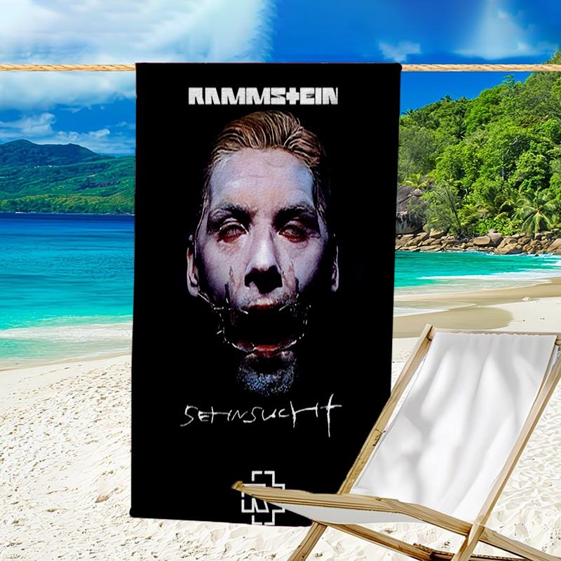 1pc Rammstein1 Beach Towel, Beach and Seaside Swimming Pool Equipment, Fashion Pattern, Rectangular, Travel Essentials