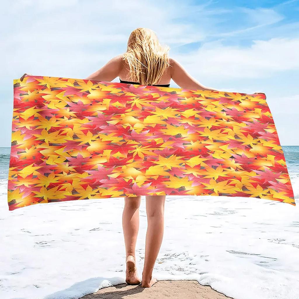 Red Maple Leaf Print Beach Towel Oversized Adults Sand Free Quick Dry Beach Towel Big Bath Towels Travel Accessories Large Towel