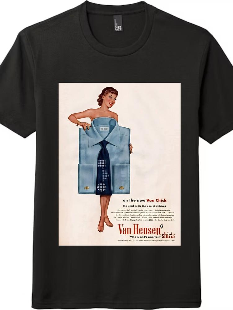 

Vintage Van Heusen Shirt Printed Tee, American Nostalgic Style Short-sleeve Top XL