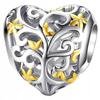 Charms Heart Openwork 925 Bead Pendant Twigs Plants Beads