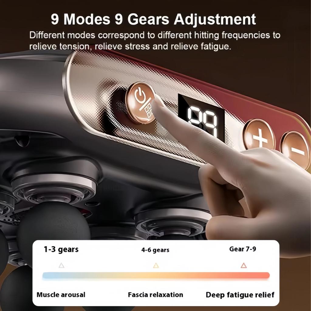 Fascia Gun Muscle Massager Gun High Frequency Back Waist Massage Machine Six-Head Body Shoulder Professional Fascia Massage Gun