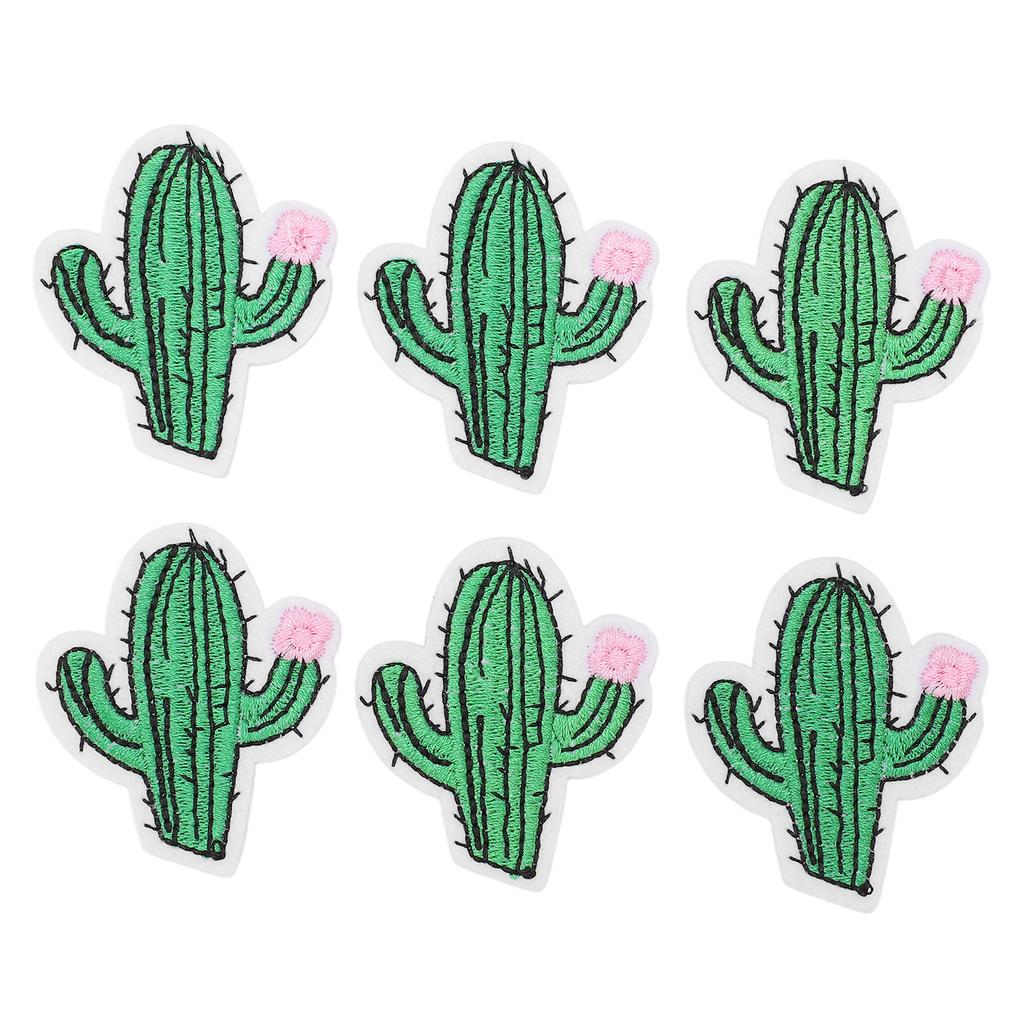 6Pcs Embroidered Patches Cactus Shape Cute Beautiful Covering Breakages Stains Iron On Patches for