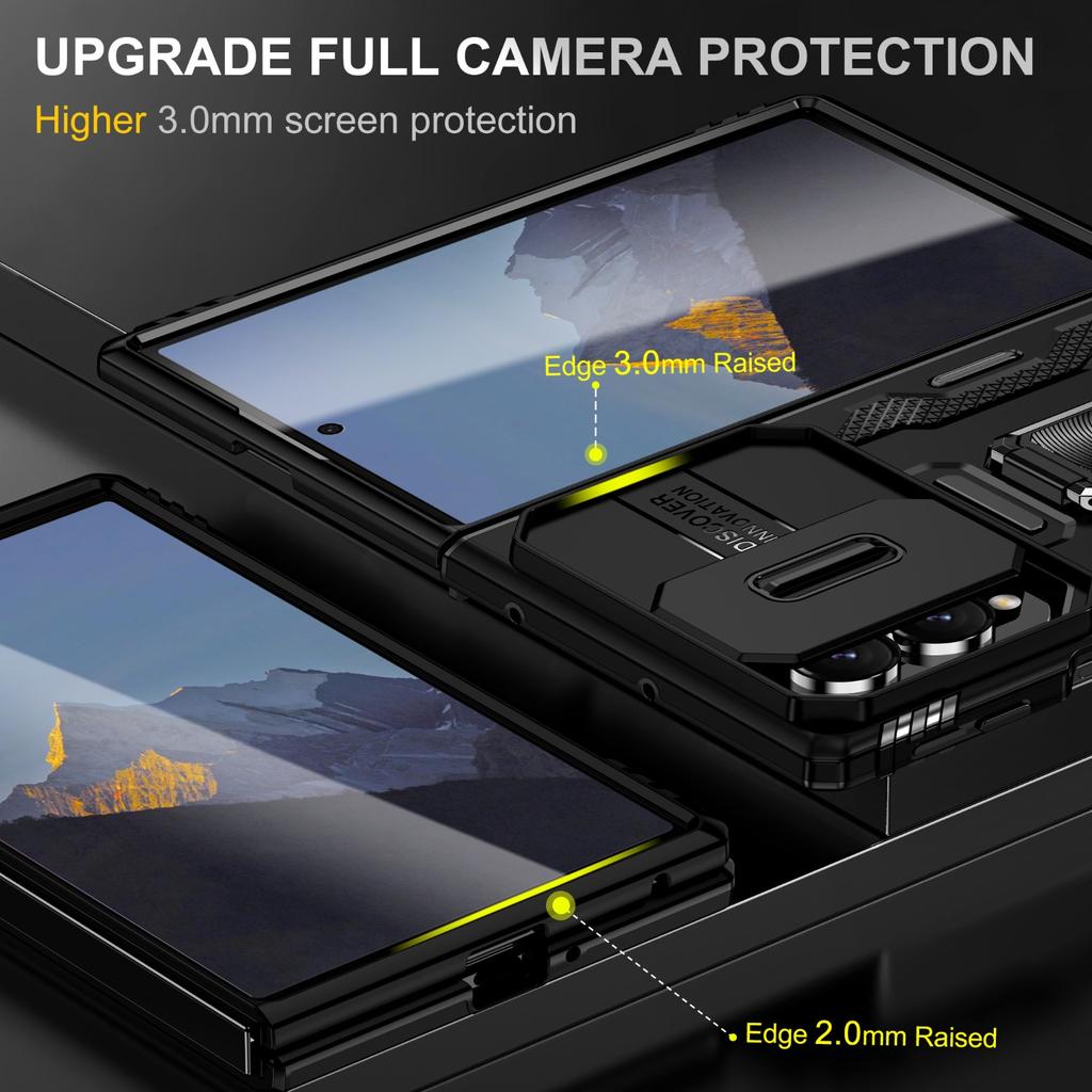 For Samsung Galaxy Z Fold 8 Ultra Case Armor Metal Ring Holder Slid Camera Protective Cover For Galaxy Z Fold 8 7 6 5 Funda