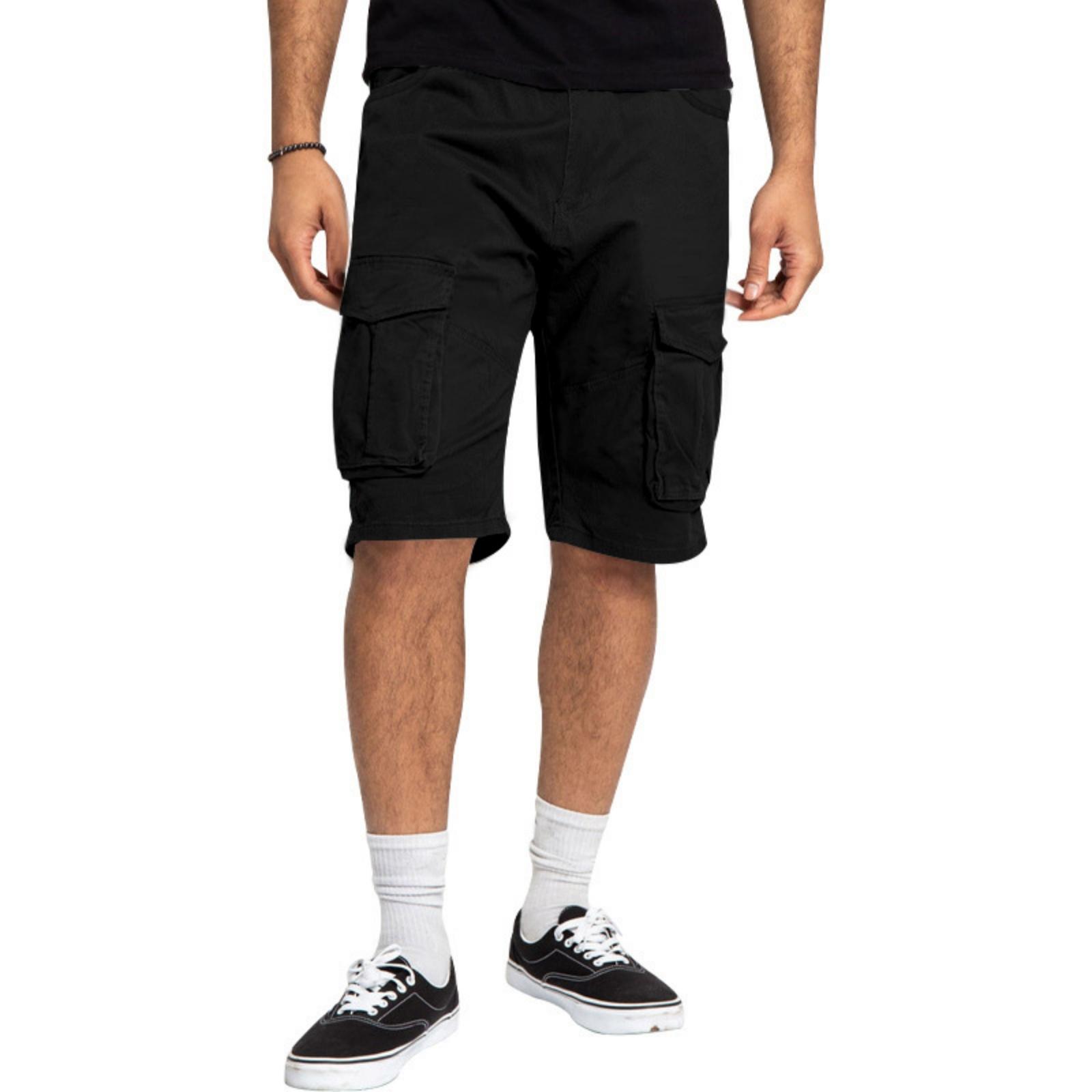 Men s Casual And Fashionable Lace-up Sports Shorts - Men s Multi-pocket Work Pants XXL чёрный