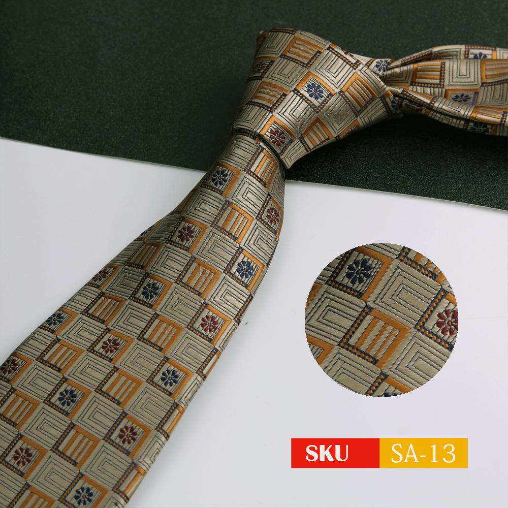 New 8CM Mens Necktie Plaid Solid Stripes Tie For Man Groom Jacquard Woven Neck Tie For Business Wedding Party