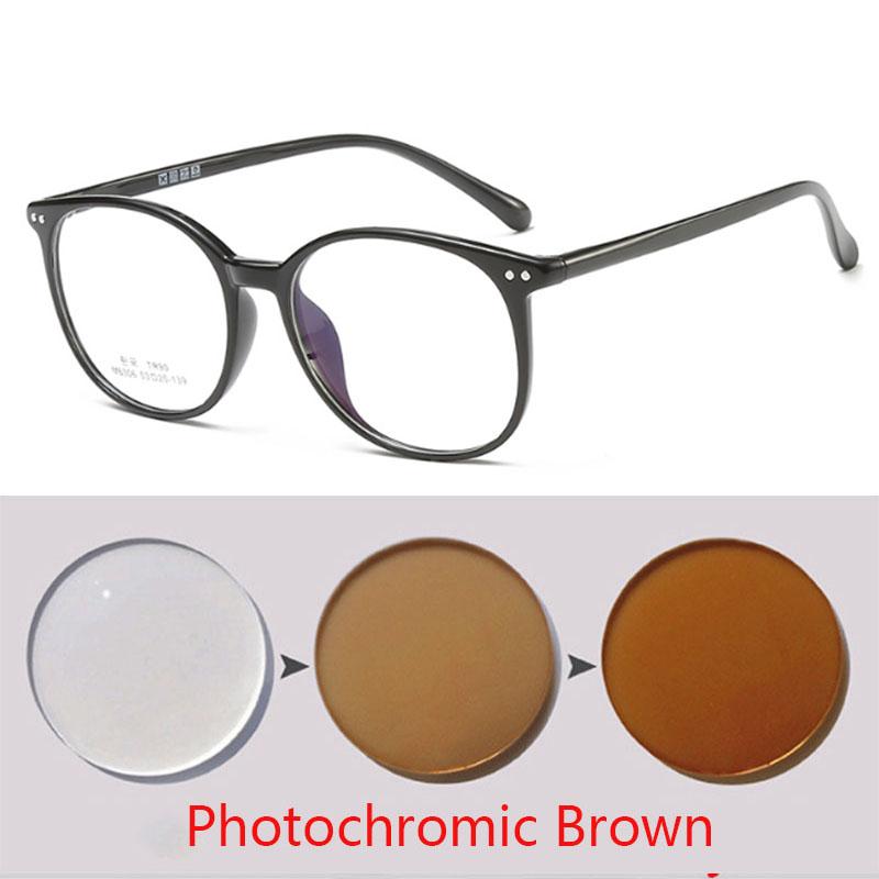 -1 -1.5 -2 -2.5 -3 -3.5 -4 -4.5 -5.0 -5.5 -6.0 Classic Rivets Big Round Myopia Glasses With Degree Women Men Black Glasses Frame