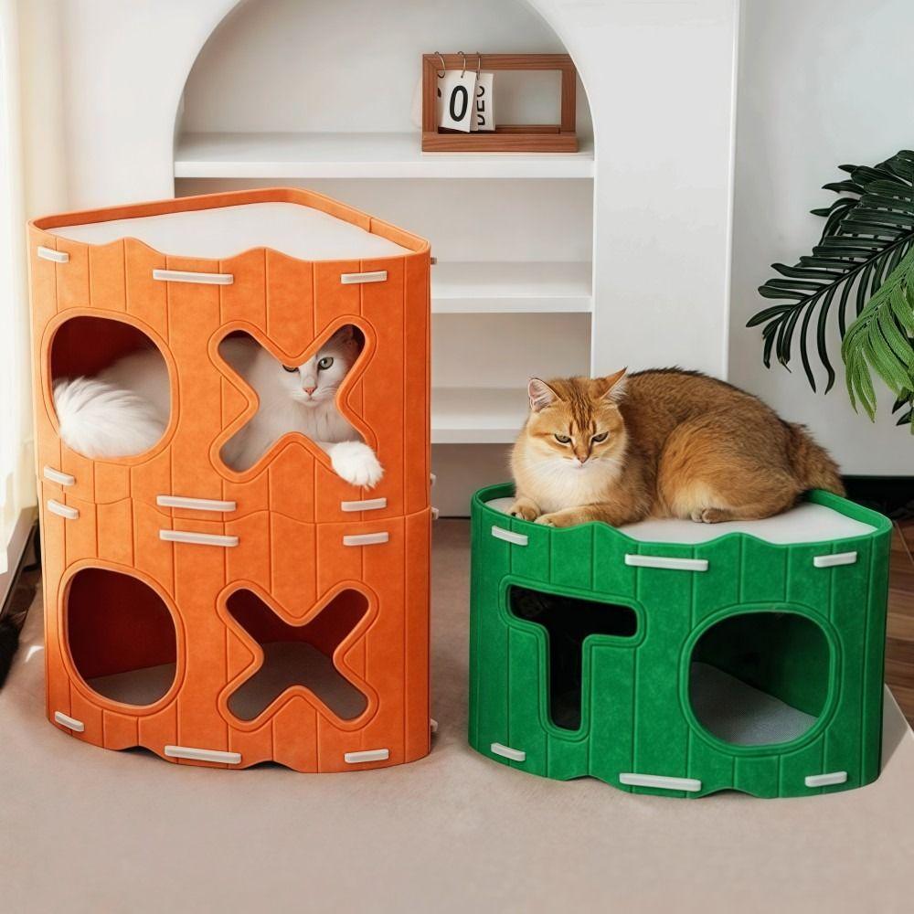 Casa para Gatos Tudo-em-um com Furos Condomínio para Gatos Estilo Japonês Casa Castelo para Gatos Quatro Estações