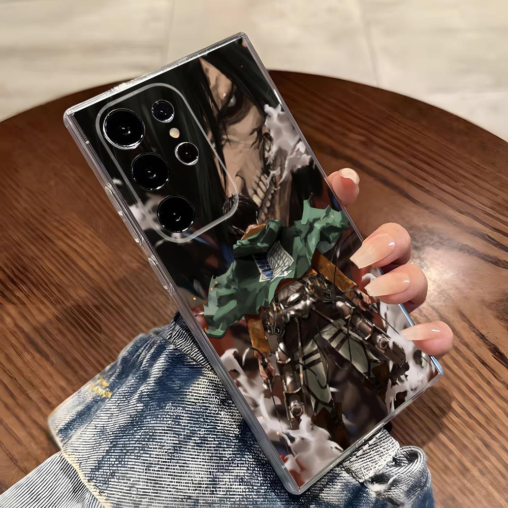 Japanese Anime Attack On Titan Phone Case For Samsung S26 S25 S24 Ultra S23 Fe S22 S20 S21 Plus Plus 5G Fe Transparent Cover