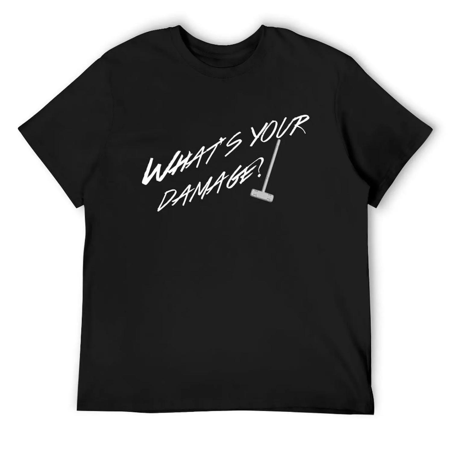 What s Your Damage-White T-Shirt summer top luxury t-shirt rapper graphic tees slim fit t shirts for men XXXXXL разноцветный