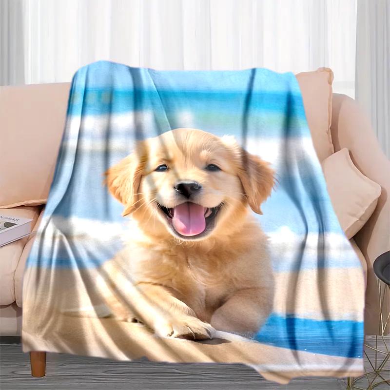 1PC Dog cute printed blanket, all season lightweight home office outdoor nap multifunctional blanket A7