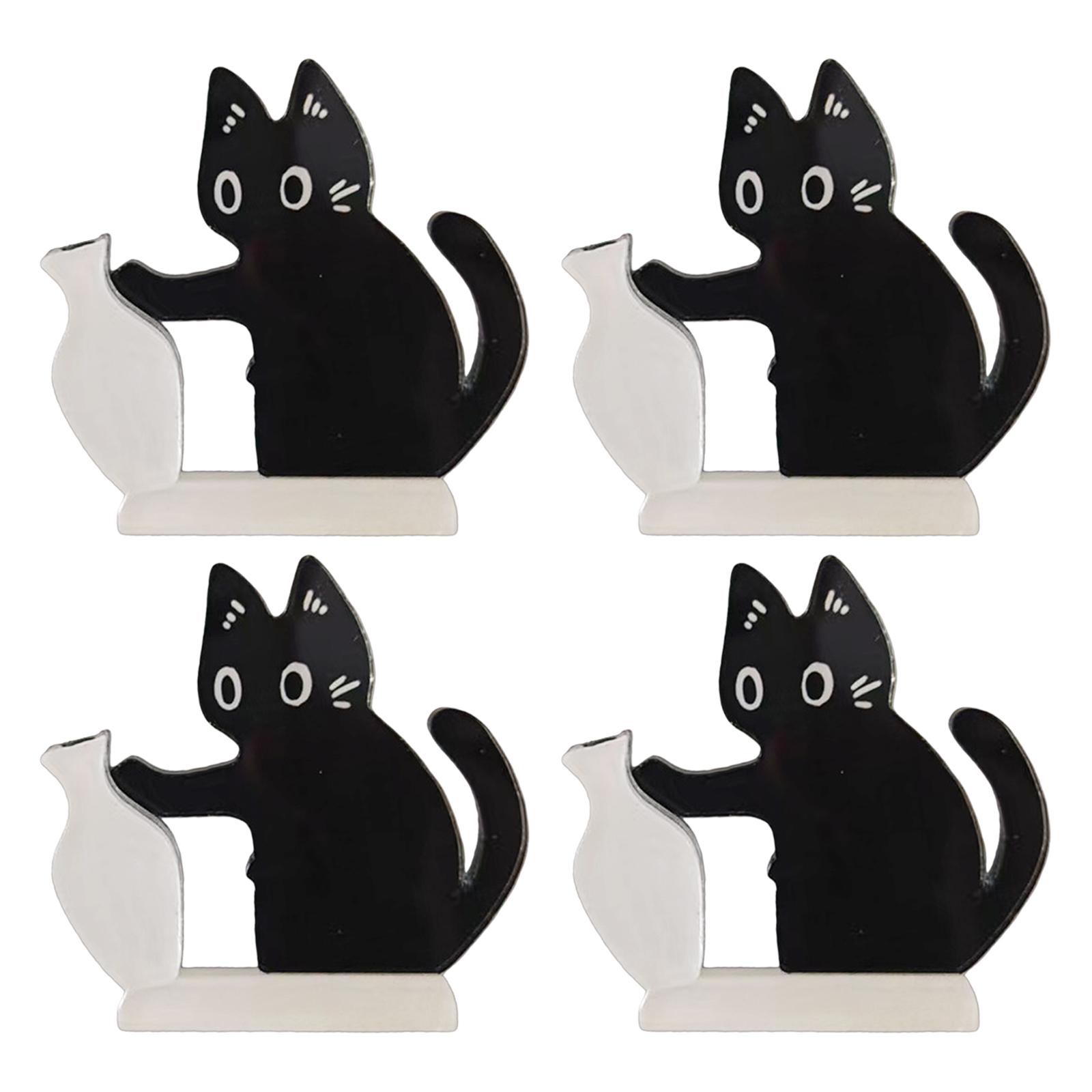 Fridge Magnet Black Cat Pushing Vase Decor Cat Whisker Collection Memorial Box Acrylic Pet Memorial Decor Refrigerator Ornament