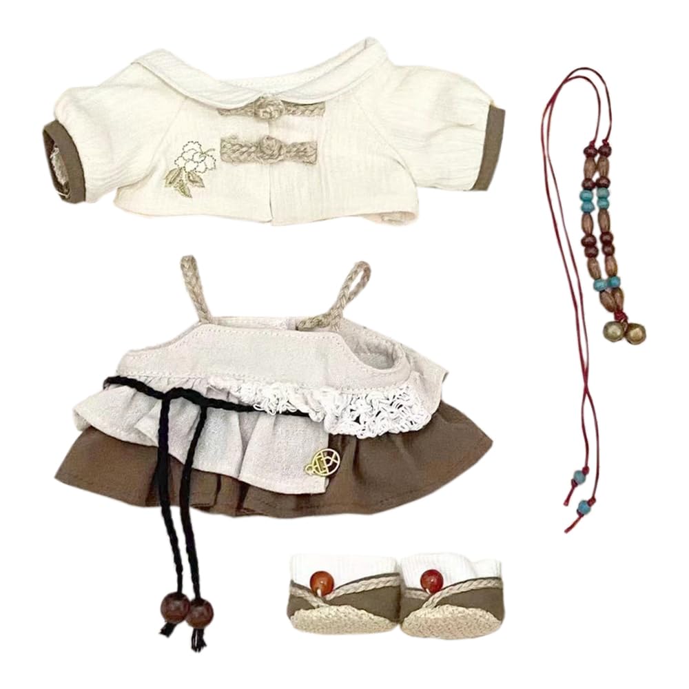 

niannyyhouse Traditional Hanfu 20cm Plush Doll with Clothes, Cotton Doll, Dress-Up Accessories (B)