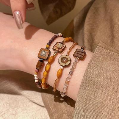 Stone New Chinese Style Hand Rope Exquisite Charm Bead Hand Ring Rice Bead Bracelet  Decoration