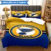 3PCS Louis Blues Hockey Team Bedding Set,Including 1pc Duvet Cover And 2pcs Pillowcases Perfect for Bedroom, Dormitory, Fan Christmas Gift