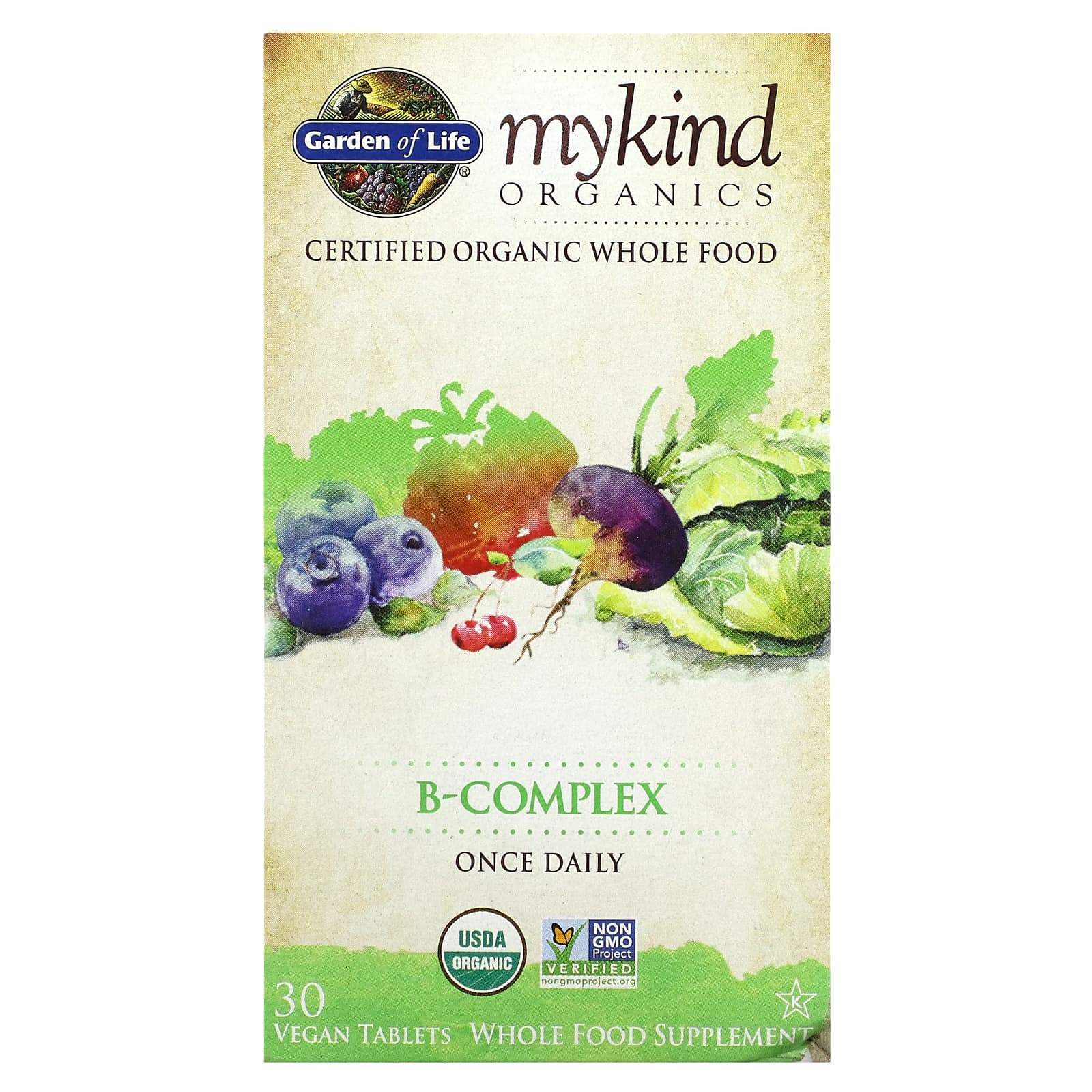 

Garden of Life, MyKind Organics, B-Complex, 30 Veggie Tablets