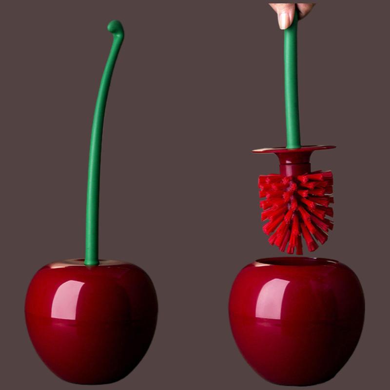 

Creative Lovely Cherry Shape Lavatory Brush Toilet Brush & Holder Set красный