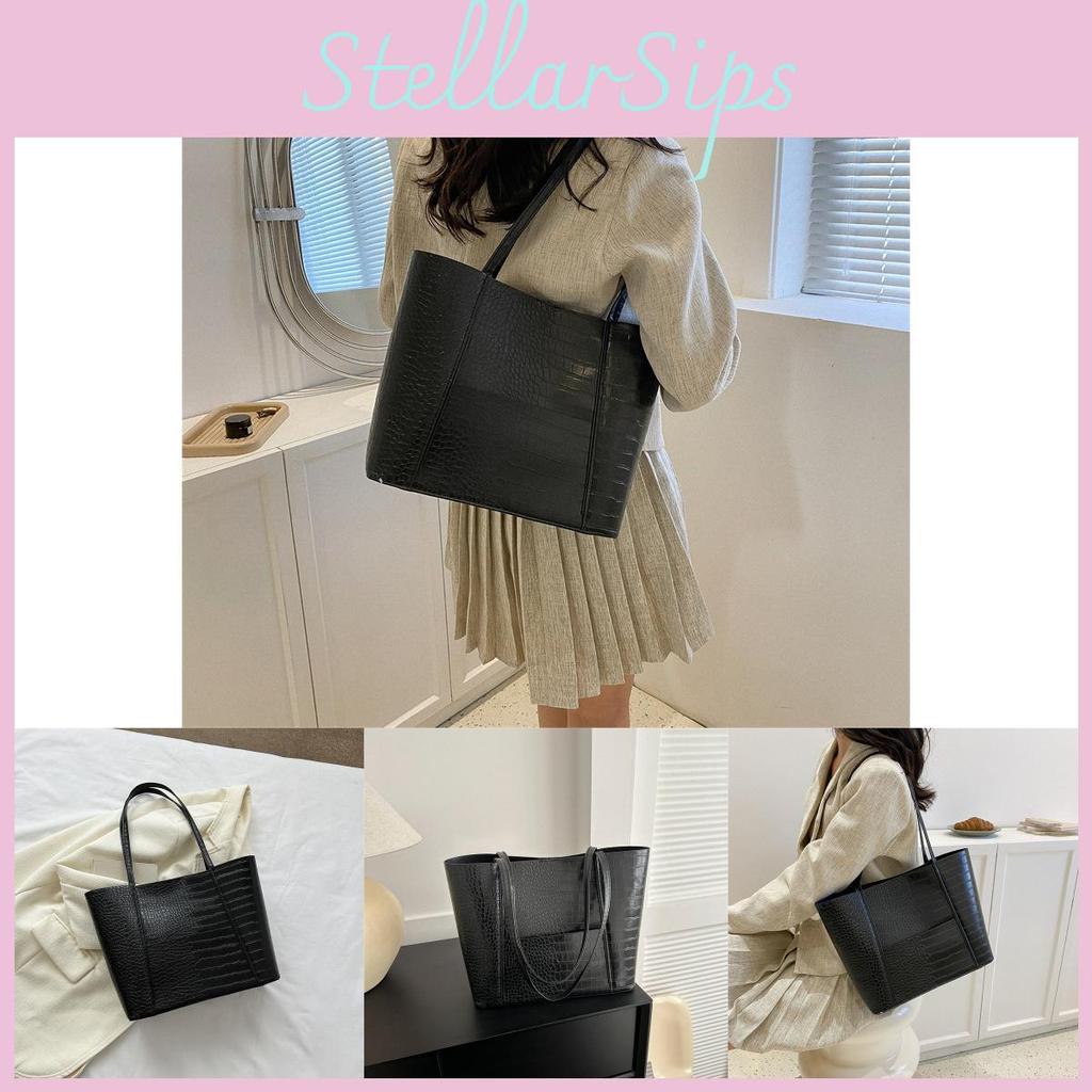 Stylish Retro Fashion Black Tote Bag For Women Large Capacity For Commuting