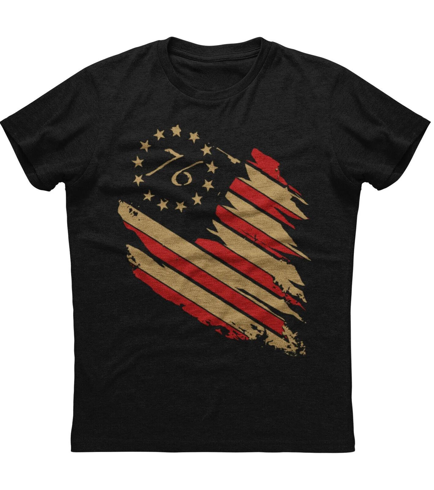 

1776 American Flag Printed T-Shirt 100% Cotton O-Neck Summer Short Sleeve Casual Mens T-shirt Size S-3XL 3XL