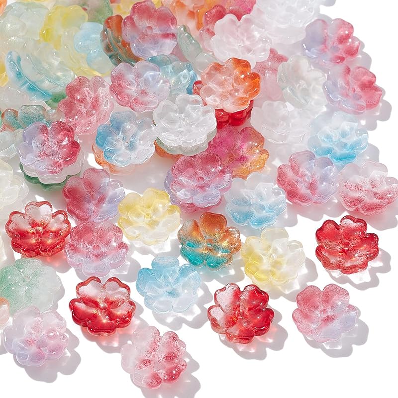

KitBeads 100pcs Random Fish Shaped Glass Beads Summer Beach Ocean Aninal Beads Hawaiian Lampwork Fish Beads for Jewelry Making Bracelets Crafts Blossom Bead Caps-100pcs-