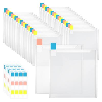 A95I-Scrapbook Paper Organizer 60 Pack Clear Cardstock 6.77 X 6.57 In With 120 Pcs Sticky Index Tabs Organizing Bag