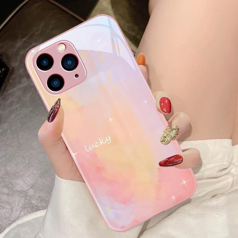 Aquarell-Mischung Für iPhone 16 Pro Max 15 Pro 14 13 12 Mini 11 XS Max XR 7 8 Plus SE 2022 Gehärtetes Glas Handyhülle