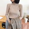 New Autumn Long Sleeve Base Knitted Sweater Women Winter Fashion Half High Collar Pullover Women Sweaters Vintage Slim Fit Solid Casual Knitwear 24970