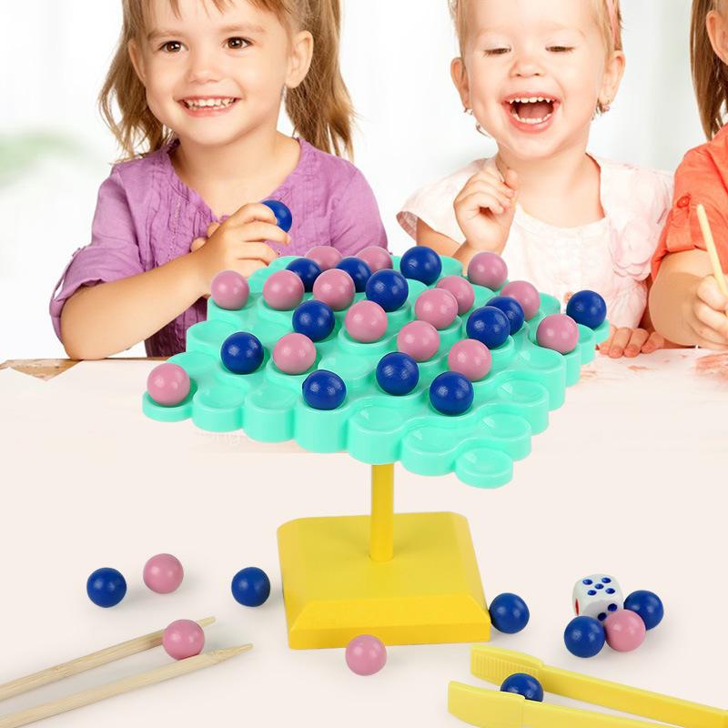 Wooden Beads Balance Tree Game, Chopsticks Hand-Eye Coordination Concentration Training Puzzle Wooden Toy