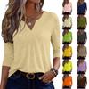 Women's Fashionable Casual V-neck Round Neck 3/4 Sleeve  Top