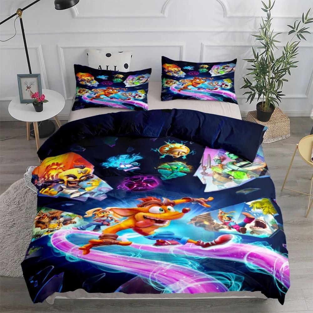 Crash Bandicoot Game Bedding Sets Exquisite Bed Supplies Set Duvet Cover Bed Comforter Set Bedding Set Luxury Birthday Gift