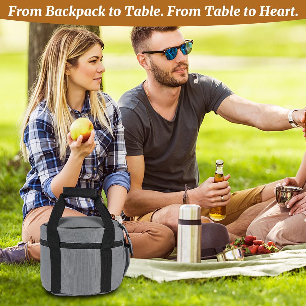 Mountain Customer Outdoor Cooking Utensils Pot Set Gas Tank Picnic Bag Storage Bag Picnic Handbag Round Tube Ice Bag