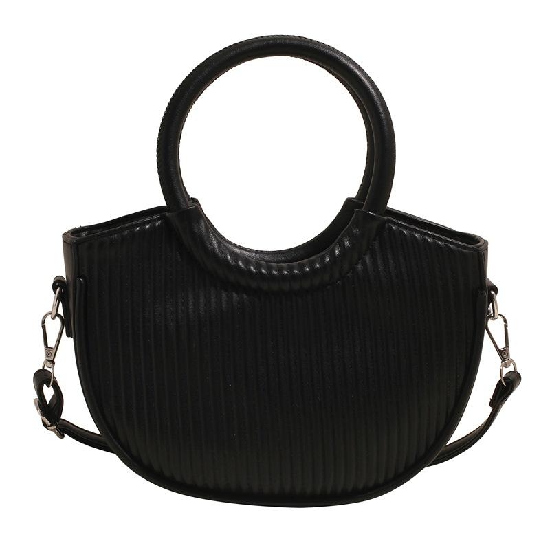 

New spring and summer portable shoulder women s bag striped personalized casual messenger bag solid color design bag чорний