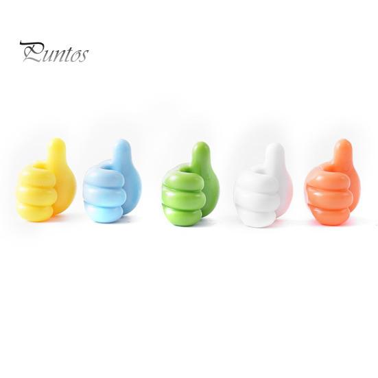 10Pcs Colorful Silicone Thumb Wall Hooks Strong Adhesion Cable Clip Rust-proof Key Hangers Desktop Storage Hook