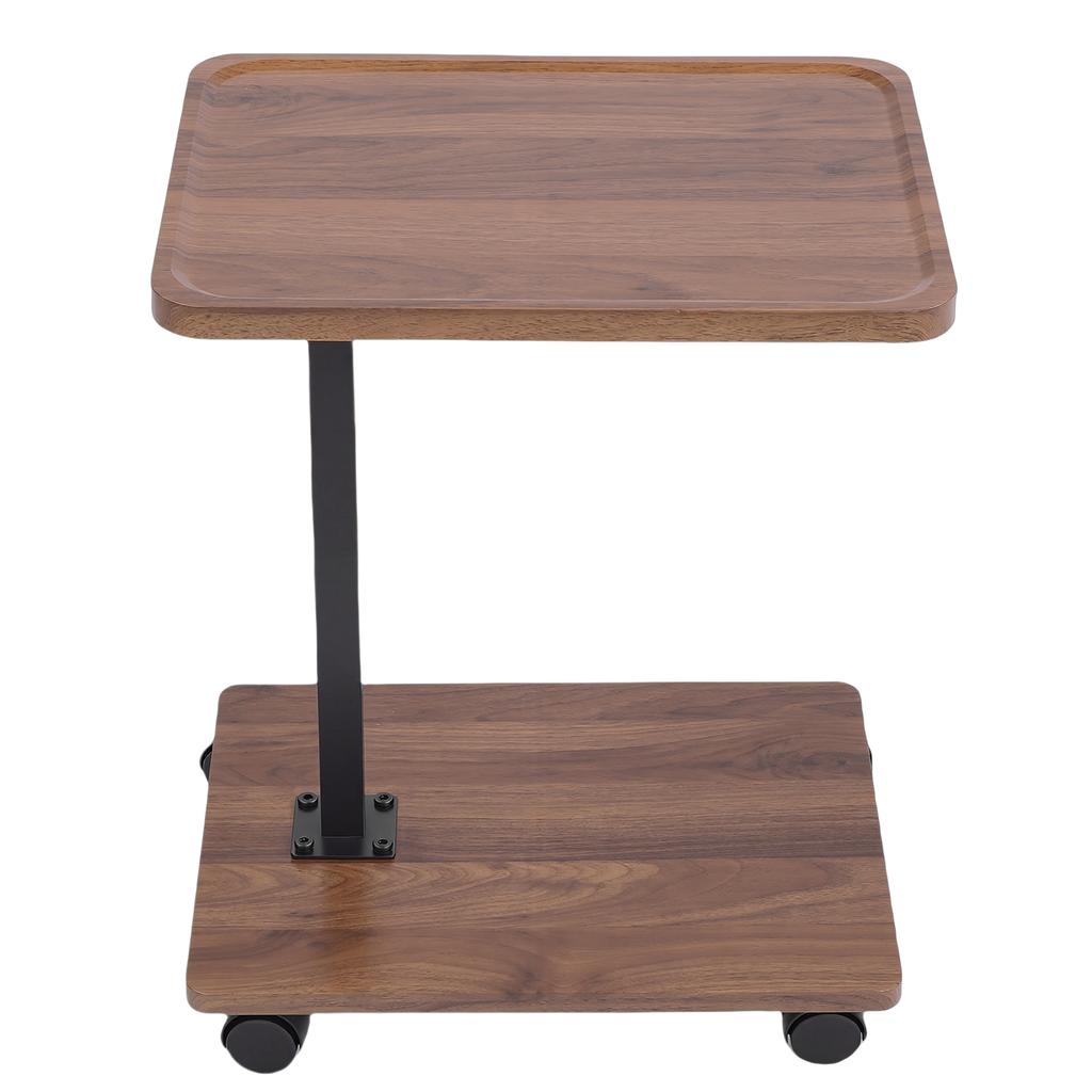 Sofa Side Table Metal Solid Wood Modern Minimalist Rolling Couch End Table Supports Height Adjustment for Laptop