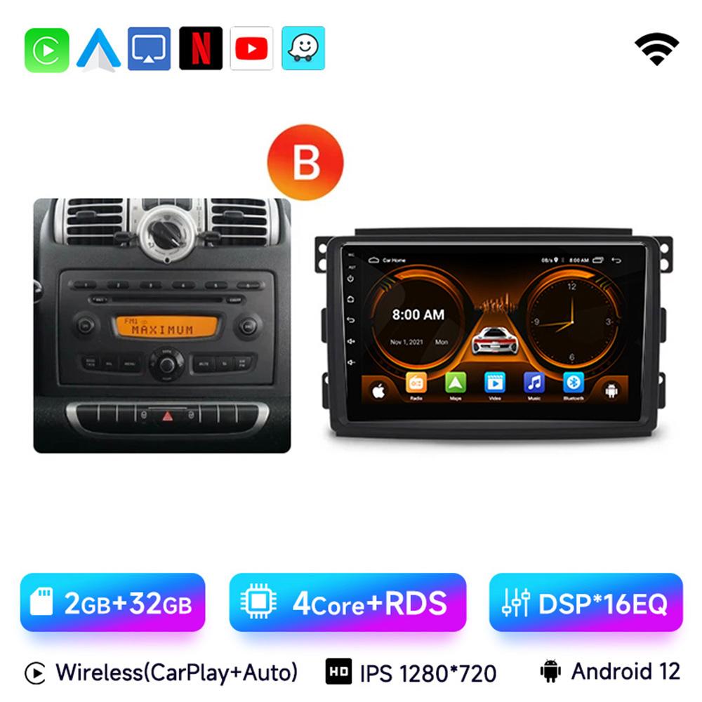 JIUYIN Android 13 Auto Radio Smart Fortwo 451 2005 - 2015 Wireless Carplay 4G Car Multimedia GPS 2din Autoradio