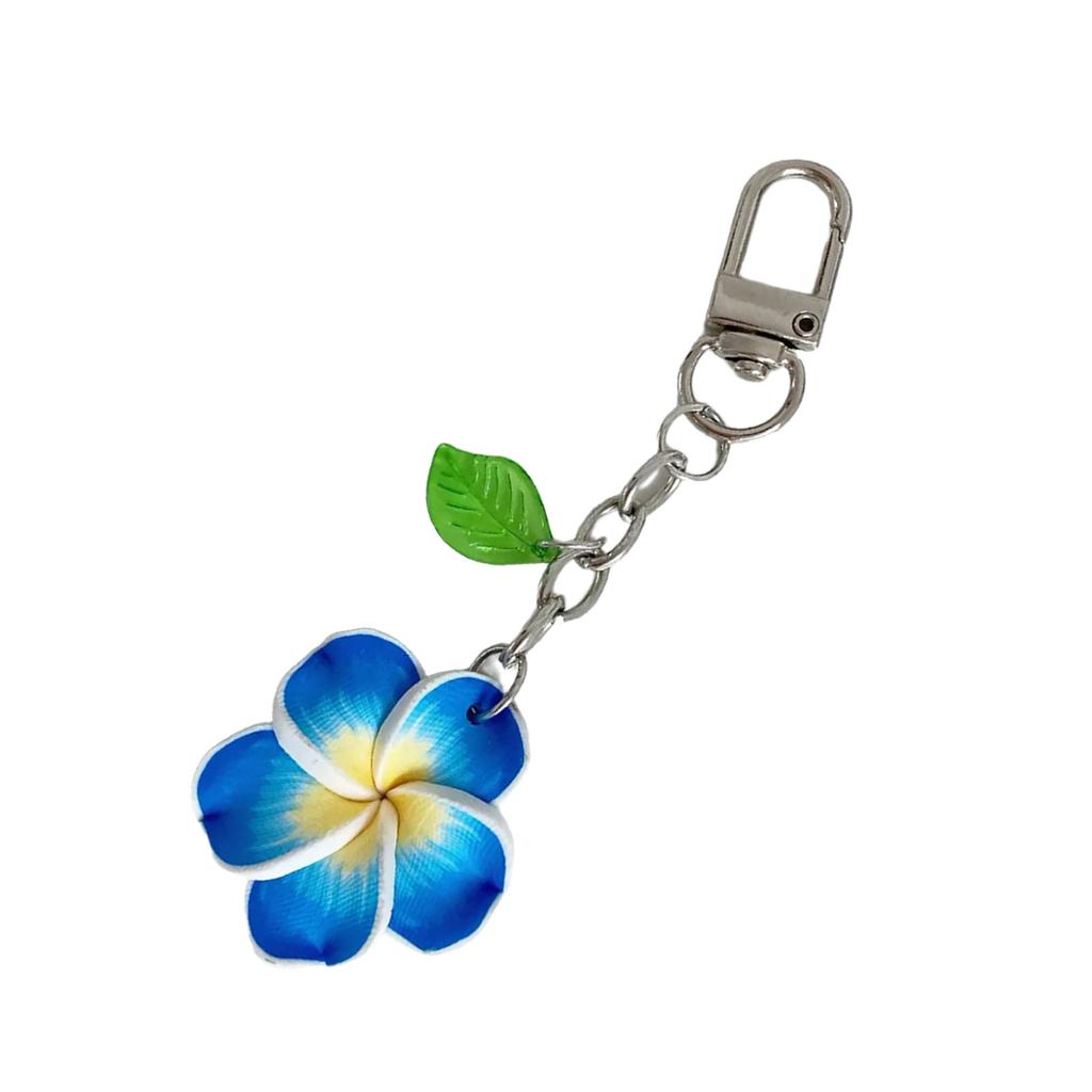 Sweet Frangipani Floral Pendant Keychain Cheerful Sunflower Key Ring Bag Decoration Gift For Women Girls Friend