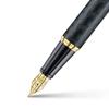 Sheaffer 300 Fountain Pen E9347 Engraved Matte Black Barrel with Polished Chrome Cap and PVD Gold Trim Fine Nib Premium Fountain Pen