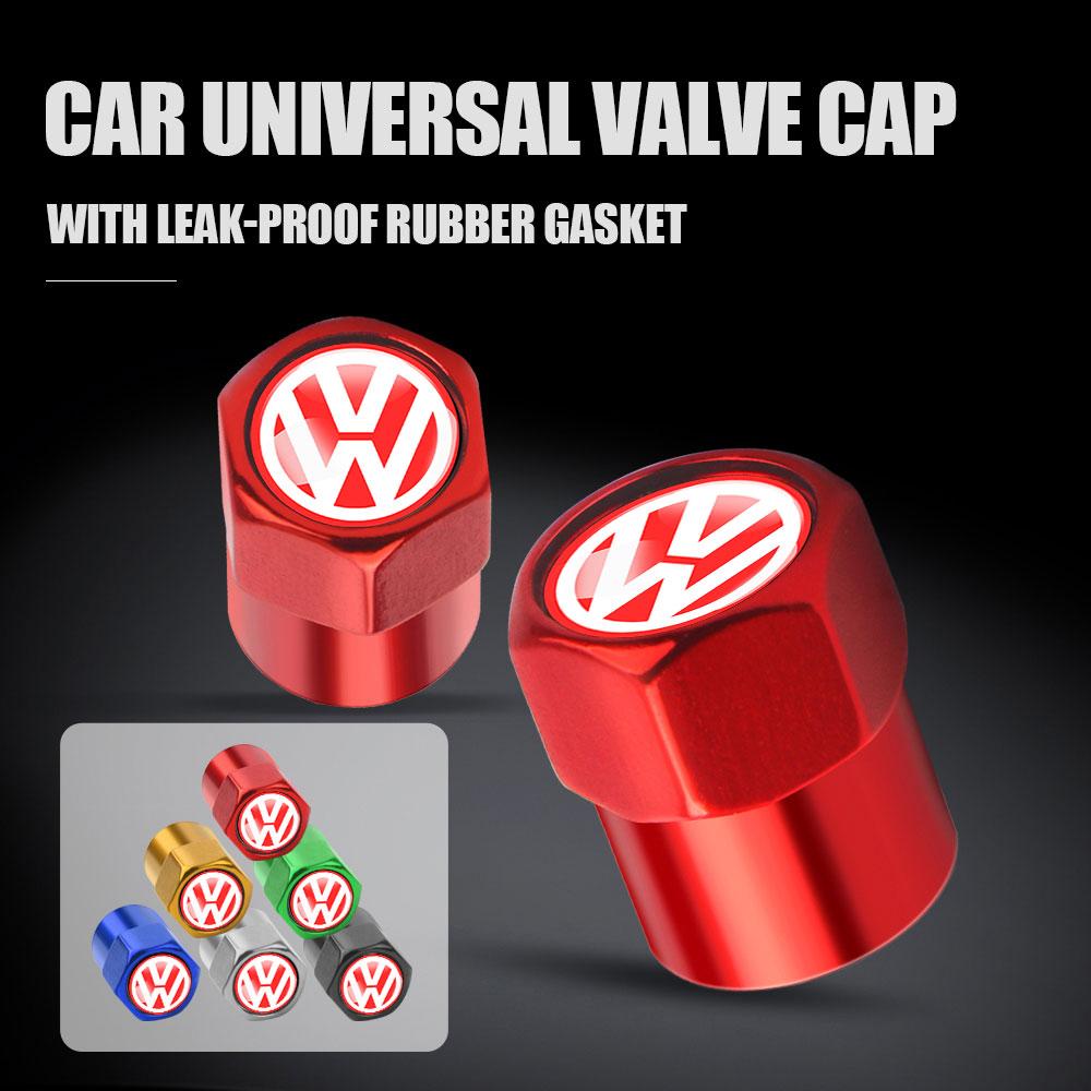4PCS Car Wheel Valve Caps Auto Dustproof Tire Stem Air Covers For Volkswagen Motion MTM POLO GTI Blue Caddy Scirocco Golf Beetle V1